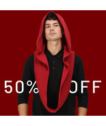 Deep Red Assassin Infinity Scarf Hood Cowl Scarf Snood Hoodie Costume Co... - £22.02 GBP