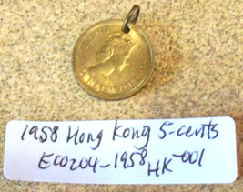 1958 Hong Kong 5 Cent Rim Strike Error +Jump Ring; Rare Old Coin Foreign Money - £9.60 GBP