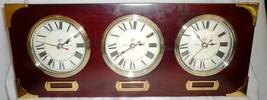 WOODEN W/BRASS MANTEL/WALL 3 FACE WORLD CLOCK BY MAKERS TO ADMIRALTY MER... - $866.87 MXN