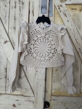 ZARA Crop Top Boho Prairie Crochet Ivory Cream Long Sleeves Size Small - $24.95