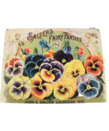 Vintage Style Tin Sign Salzers Fairy Pansies 16 X 11 Inches USA 1994 - $16.99