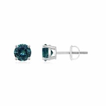 ANGARA Teal Montana Sapphire Solitaire Stud Earrings in 14K Gold (AAA, 5MM) - £1,038.78 GBP