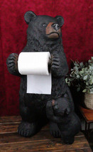 Western Black Mother Bear With Cub Toilet Paper Holder Floor Standing Fi... - £129.61 GBP