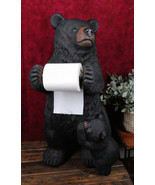 Western Black Mother Bear With Cub Toilet Paper Holder Floor Standing Fi... - £129.47 GBP
