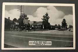 Vintage Postcard B&amp;W RPPC - T&amp;J Hotel Courts Charlotte N.C. 1940&#39;s - £2.78 GBP