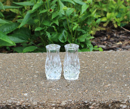 Vintage Pressed Glass Diamond Fluted Salt Pepper Shakers - Very Nice! - $29.99