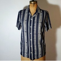 Original Use Size S Button Down Top Blouse Bandana Pattern Navy White Stripe - £15.45 GBP