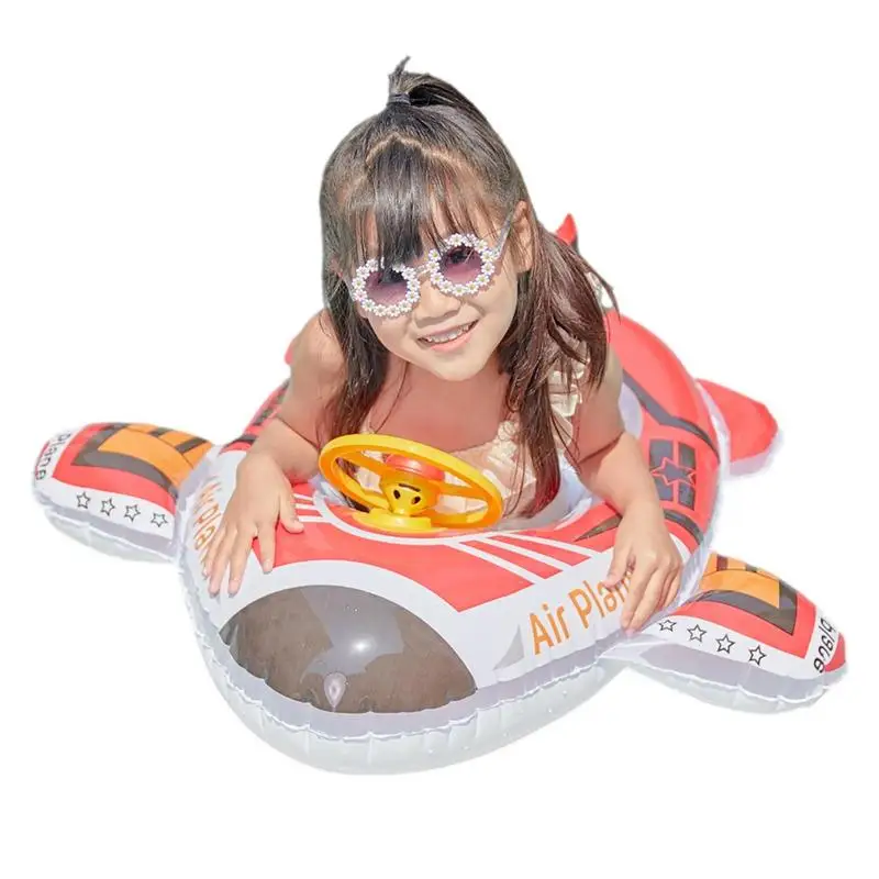 Oat aeroplane shape inflatable swim float seat boat steering wheel design kids swimming thumb200