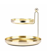 Two-Tiered Jewelry Tray Metal Alloy Storage Dish Plate Cosmetics Jewelry... - £23.41 GBP