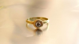 Engagement ring. 14K Yellow gold handmade engagement ring with 0.21ct&#39; Diamond. - £948.35 GBP
