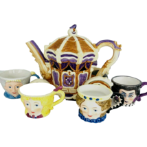 Disney Dept 56 Storybook Cinderella Teapot 4 Cup Glass Slipper Carriage - £55.94 GBP