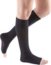 MEDIVEN Comfort Calf Highs Open Toe Petite Extra Wide 20-30mmHg (Ebony) Size: II - $63.05