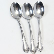 Oneida Arbor Rose True Rose Oval Soup Spoons 1881 Rogers 6 3/4&quot; Lot of 3 - £8.43 GBP