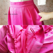 Fuchsia Taffeta Midi Skirt Outfit Women Plus Size Full Pleated Party Skirts image 5