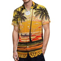Mondxflaur Coconut Tree Button Down Shirts for Men Short Sleeve Pocket Casual - £20.77 GBP