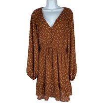 Wishlist Apparel Women&#39;s V-Neck Long Sleeved Dress Size M/L Brown - $14.00