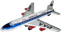 Vintage 1960&#39;s Pan American N-801PA Boeing 707 Tin Friction Plane 7&quot; Japan - £39.05 GBP