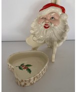 Vintage Winking Santa Face Trinket Covered Candy Dish Ceramic Christmas ... - €28,34 EUR