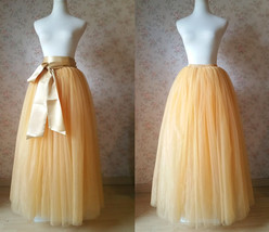 Apricot Tulle Maxi Skirt Women Plus Size Puffy Tulle Skirt Wedding Outfit image 2