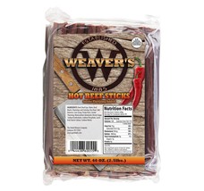 Weavers Smoked Meats 7&quot; Meat Sticks- Established in 1885 (Hot Beef, 5 lbs.) - £66.75 GBP