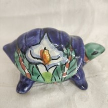 Talavera Ceramic Turtle Trinket Box Blue &amp; Green 4&quot;X3&quot; - £15.79 GBP