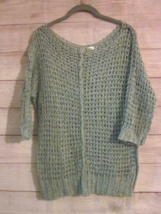 Decree  Women&#39;s Size Small Sweater Knit Oversize 3/4 Sleeve Open Knit Green - £8.78 GBP