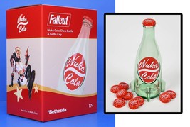Fallout 4 Nuka Cola Glass Rocket Bottle + 10 Bottle Caps Replica Figure - £118.51 GBP