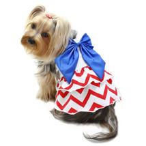 Klippo Dog Clothes Red White Blue Large Bow Sundress   XS-XL Puppy Pet  - $28.59+