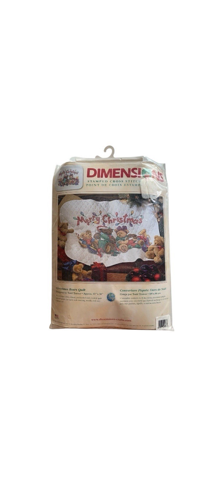 Dimensions CHRISTMAS BEARS QUILT Pre-quilted Stamped Kit  8737 DAMAGED P... - $11.29