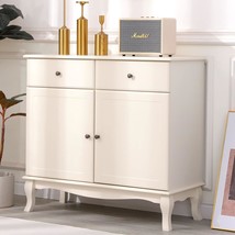 Curved Legs Accent Cabinet With 2 Drawers And 2 Doors, Vintage Storage Cabinet,  - $384.99