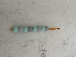 Mint green and gray helpful crochet hook - $7.00