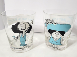MCM 2 Drink Barware Glasses Aqua Ladies Osbourne Kemper 14 oz Humorous S... - $34.44