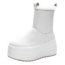 8cm Winter Warm Microfiber Leather Women Boots Platform Snow Boots Warm Chunky S - £76.62 GBP