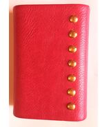 RED LEATHER COVERED HARD CASE CLUTCH PURSE WITH GOLD STUDS - $50.00