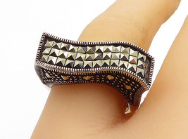 925 Sterling Silver - Vintage Marcasite Decorated Band Ring Sz 8.5 - RG5389 - £35.63 GBP