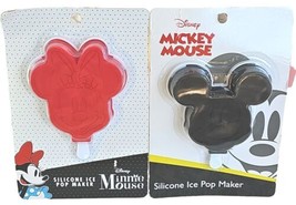 Lot of 2 Disney Mickey Mouse &amp; Minnie Mouse Silicone Mold Ice Pop  Maker NEW - £10.37 GBP