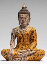 Antigüedad Khmer Estilo SE Asia Sentada Madera Enlightenment Estatua De Buda - £323.63 GBP