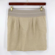 Banana Republic Skirt Size 10 Beige Tan Pleated Waist Side Pockets Back Zip - €11,98 EUR