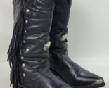 Vintage Harley Davidson Womens High Fringe Western Boots Black Leather U... - £194.62 GBP