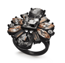 I.N.C. International Concepts Black Multi-Crystal Flower Statement Cockt... - $183.01 MXN