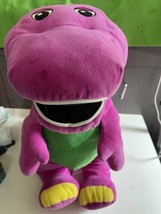 Fisher Price large Talking Barney 24&quot; Plush Purple HAPPY Dinosaur Friend works - £19.74 GBP