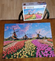 1000 Piece Puzzle Zaanse Schans The Netherlands Tulips Windmills Spring ... - $9.46