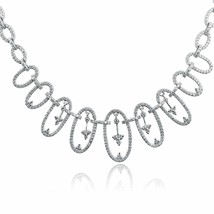 Mujer Collar 2.70 TCW Redondo Diamante Original Ovalado Vínculos 14k Oro Blanco - £2,554.92 GBP