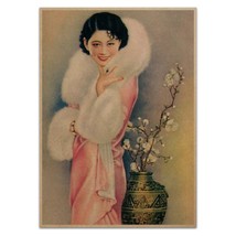 Girl w White Flowers Poster Vintage Reproduction Print Chinese Shanghai Ad Art - $4.95+