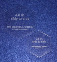 2 Pc Side to Side Measured Hexagon Set -2.5&quot; and 3.5&quot;- Clear Acryli... - $17.65