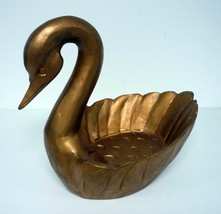 Rose Gold Wooden Swan Bowl Vintage 12&quot;x10&quot; Duck Decoration - £15.26 GBP