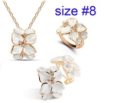 Colorful Drop the oil flower necklace earrings ring jewelry sets fashion bridal  - £18.09 GBP