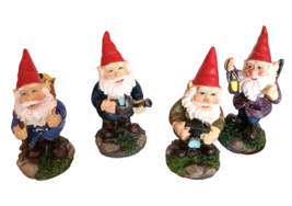 Gnomes Miniatures Figurines Flowers Water Can Camera Lantern 3 1/4&quot; set ... - £17.54 GBP