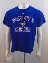 Toronto Blue Jays Majestic MLB Blue Crew Neck Short Sleeve Graphic T Shirt Sz L - £7.77 GBP