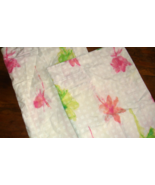 Designers Guild 2 Standard Pillow Shams Pink Lime Green Floral On White ... - £12.04 GBP